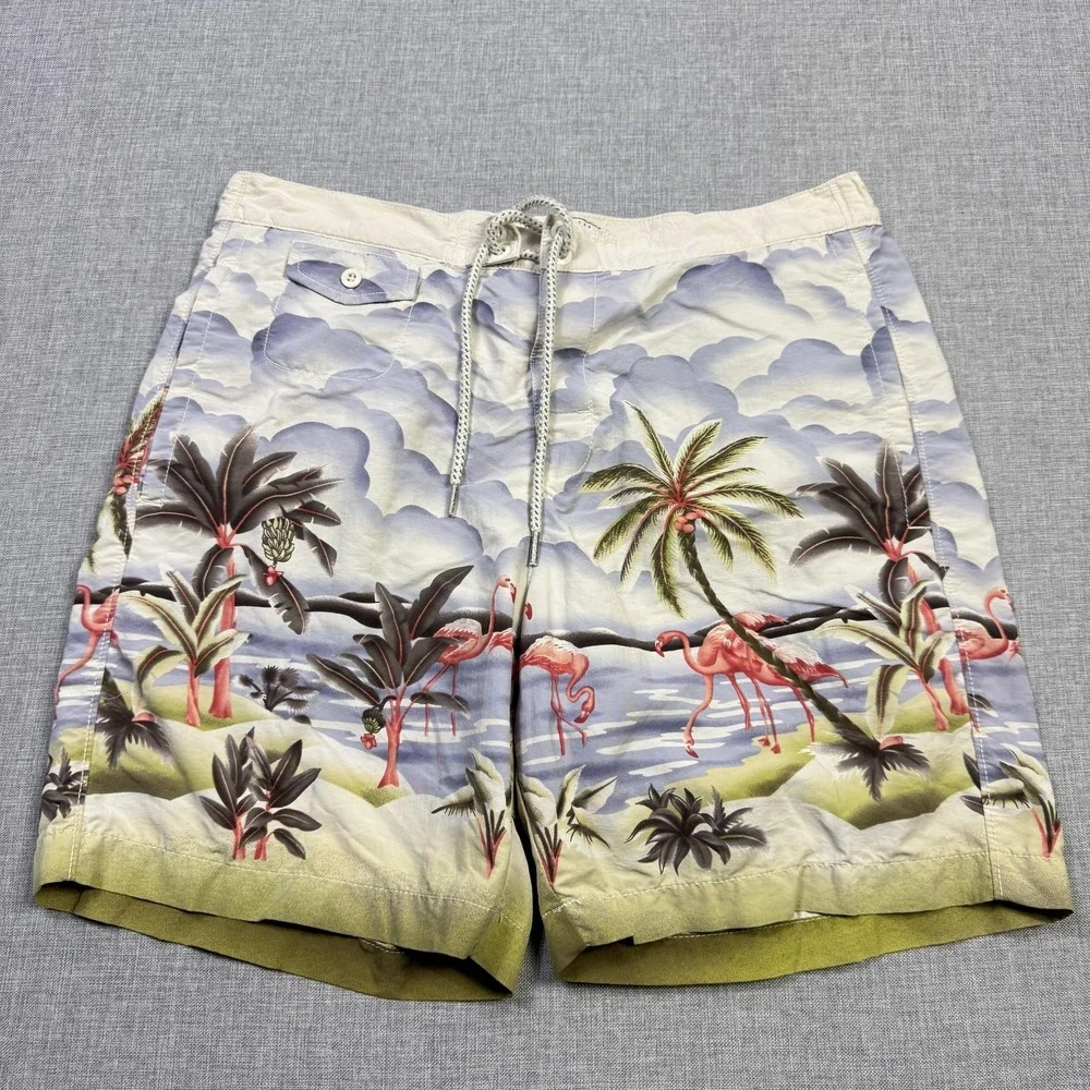 Tommy Bahama Swim Trunks Shorts Mens Small Blue Flamingo Island Floral‎ Lined